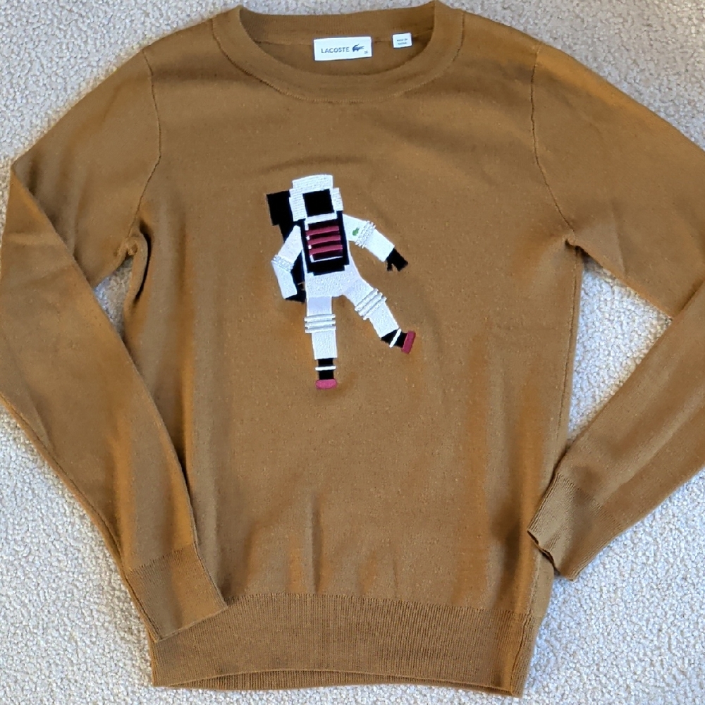 Lacoste Men's Brown Sweater with Astronaut Motif